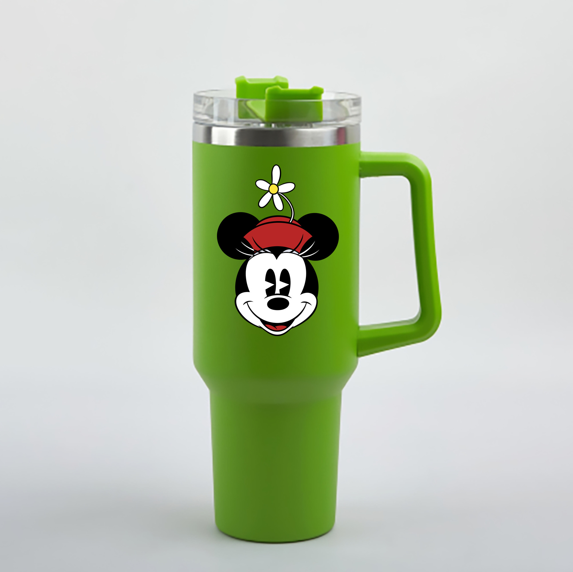 （画像用） ミッキーマウス Mickey Mouse 1200mL車用タンブラー - クリスタルステッカー（プラスチックストロー付き）